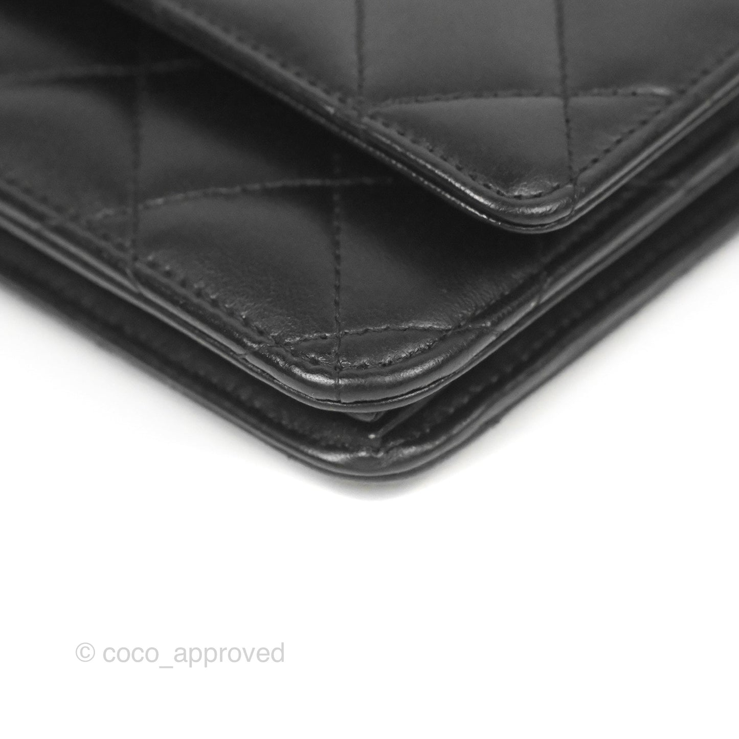 Chanel Quilted Classic Wallet on Chain WOC Black Lambskin Silver Hardware