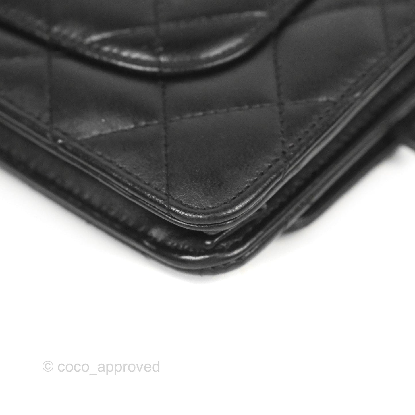 Chanel Quilted Classic Wallet on Chain WOC Black Lambskin Silver Hardware