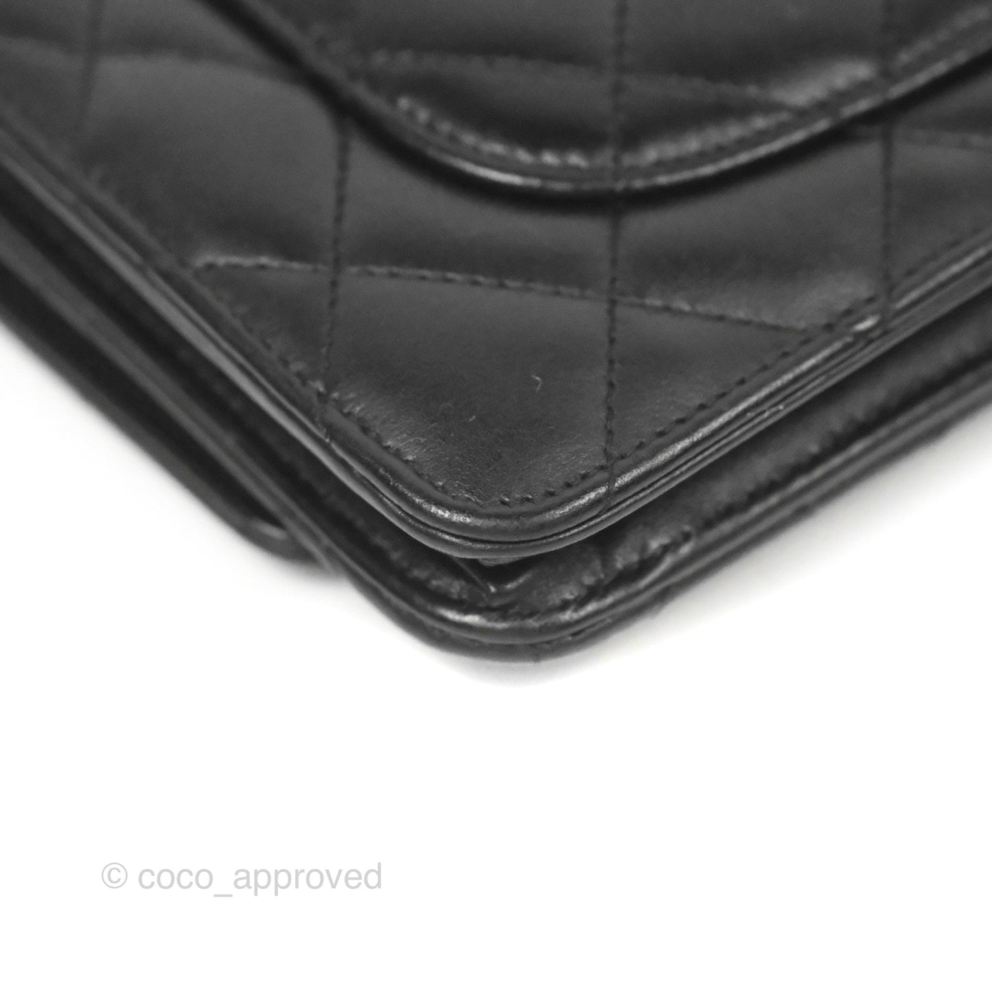 Chanel Quilted Classic Wallet on Chain WOC Black Lambskin Silver Hardware