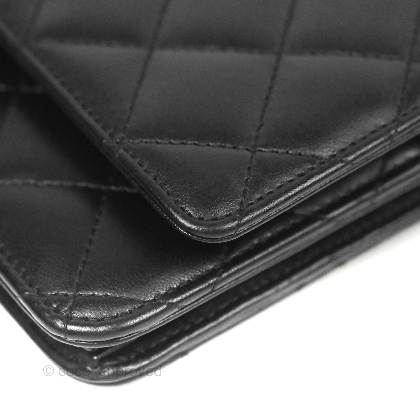 Chanel Quilted Classic Wallet on Chain WOC Black Lambskin Silver Hardware