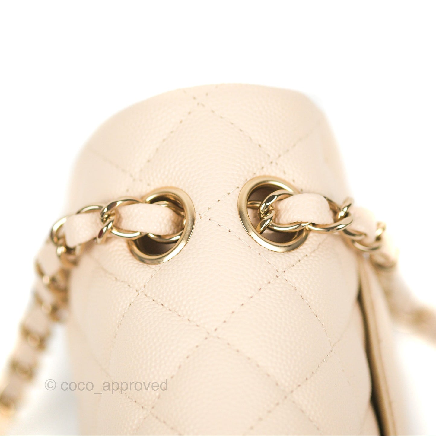 Chanel Small Classic Quilted Flap Light Ivory Beige Caviar Gold Hardware 20C