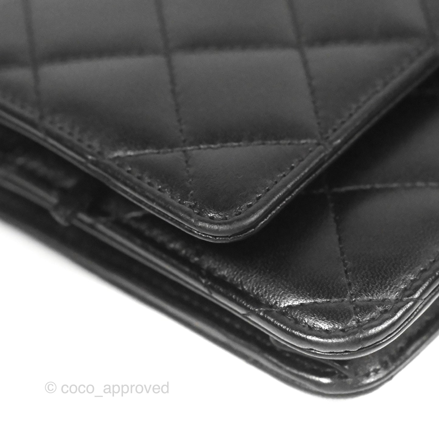 Chanel Quilted Classic Wallet on Chain WOC Black Lambskin Silver Hardware