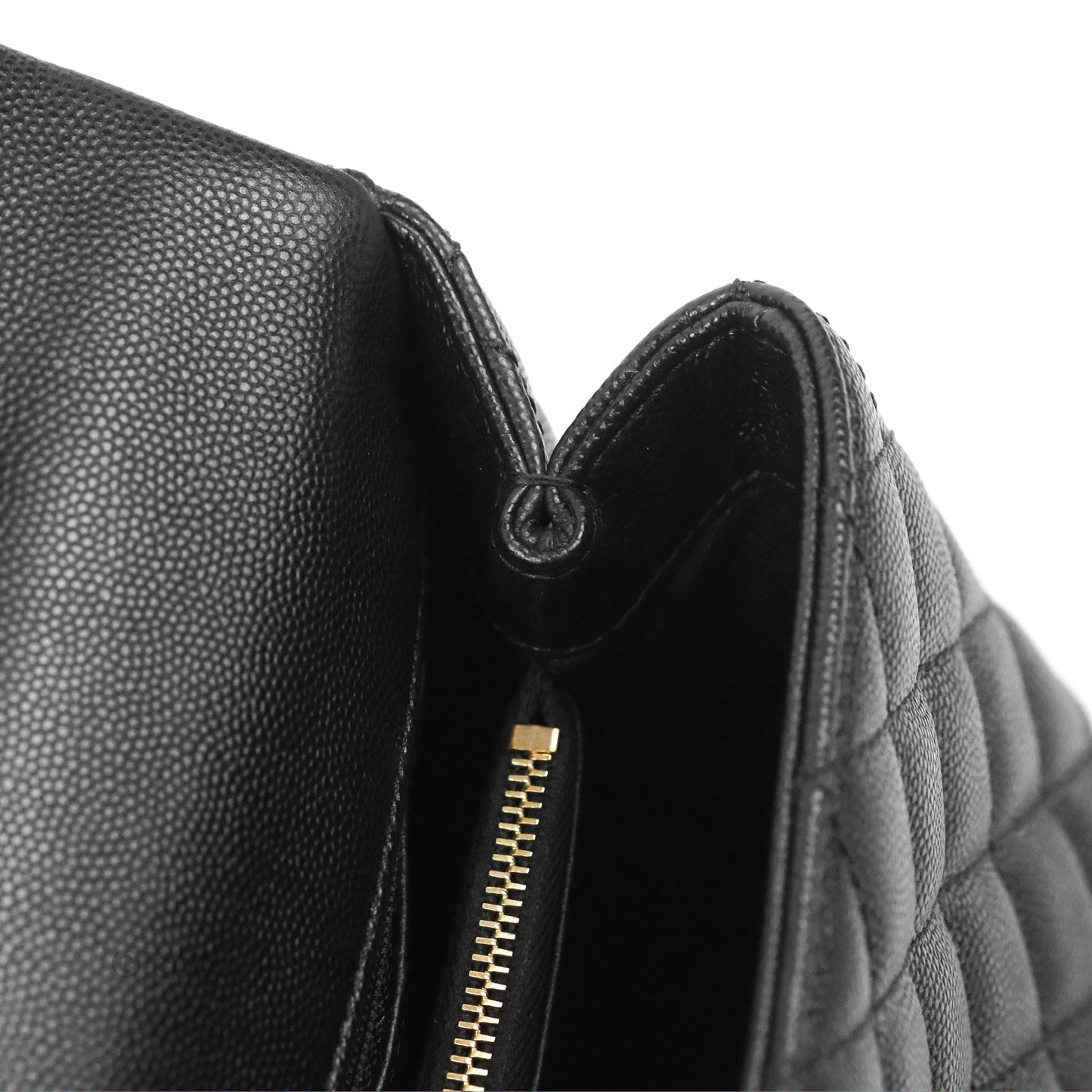 Chanel Medium Coco Handle Quilted Black Caviar Lizard Handle Gold Hardware