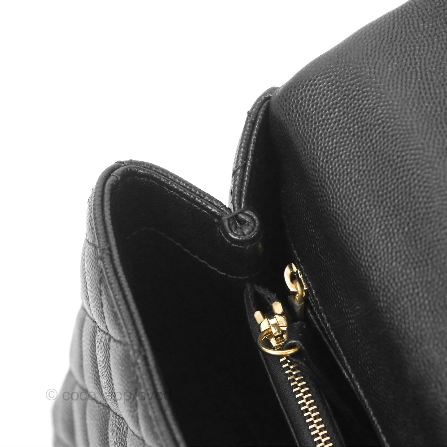 Chanel Medium Coco Handle Quilted Black Caviar Lizard Handle Gold Hardware