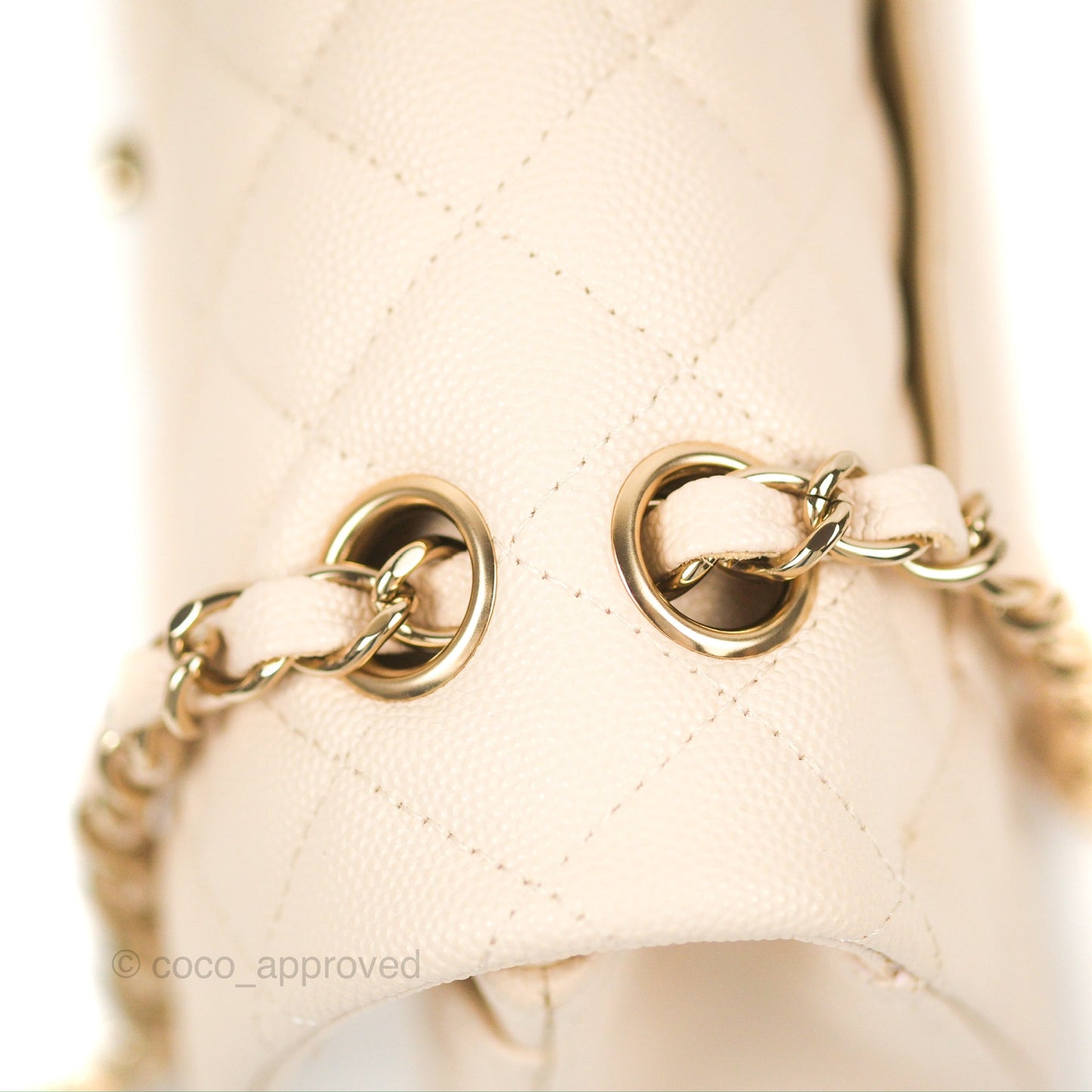 Chanel Small Classic Quilted Flap Light Ivory Beige Caviar Gold Hardware 20C