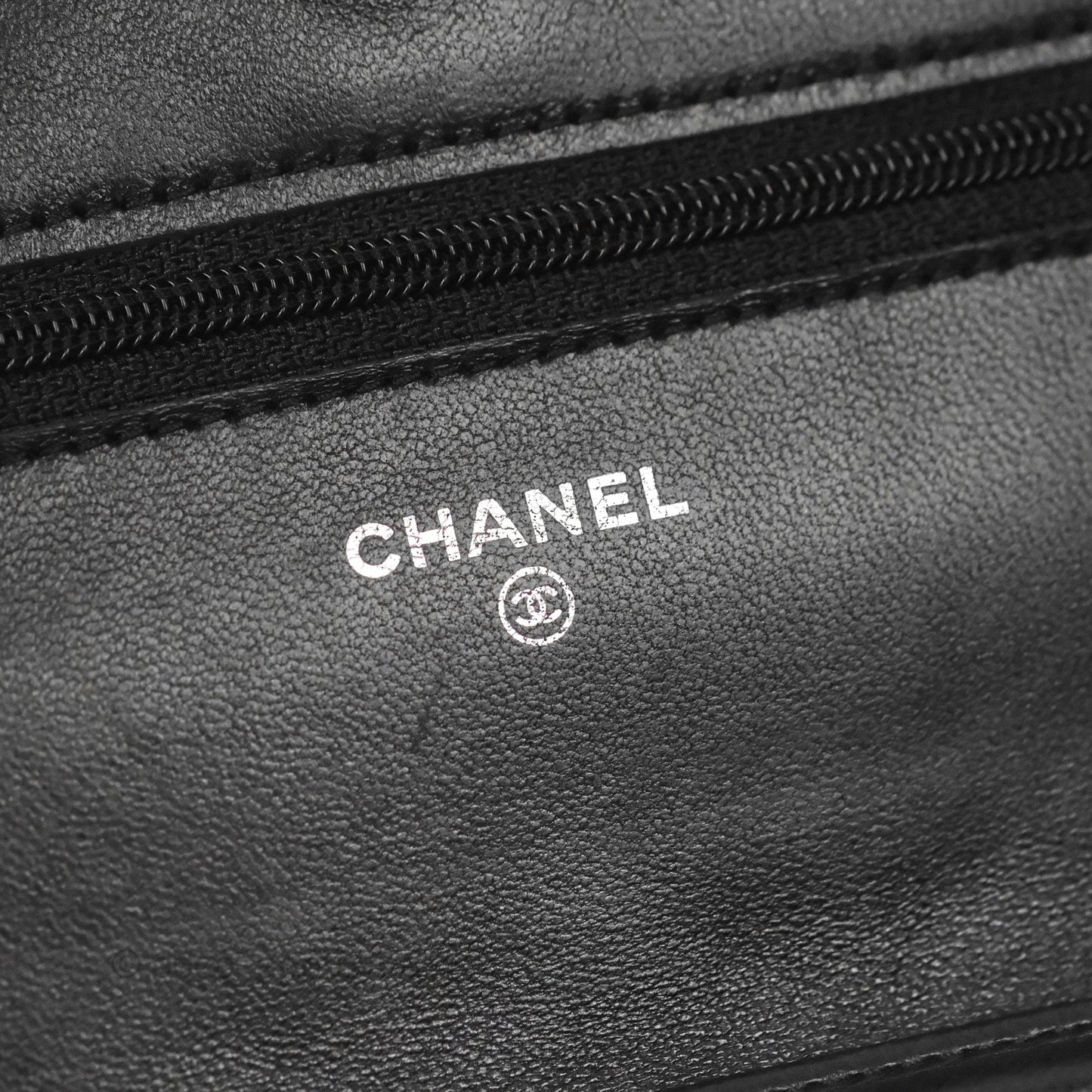 Chanel Quilted Classic Wallet on Chain WOC Black Lambskin Silver Hardware