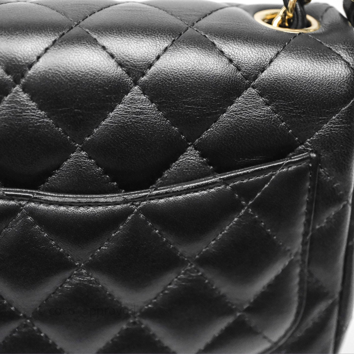 Chanel Mini Square Black Lambskin Gold Hardware