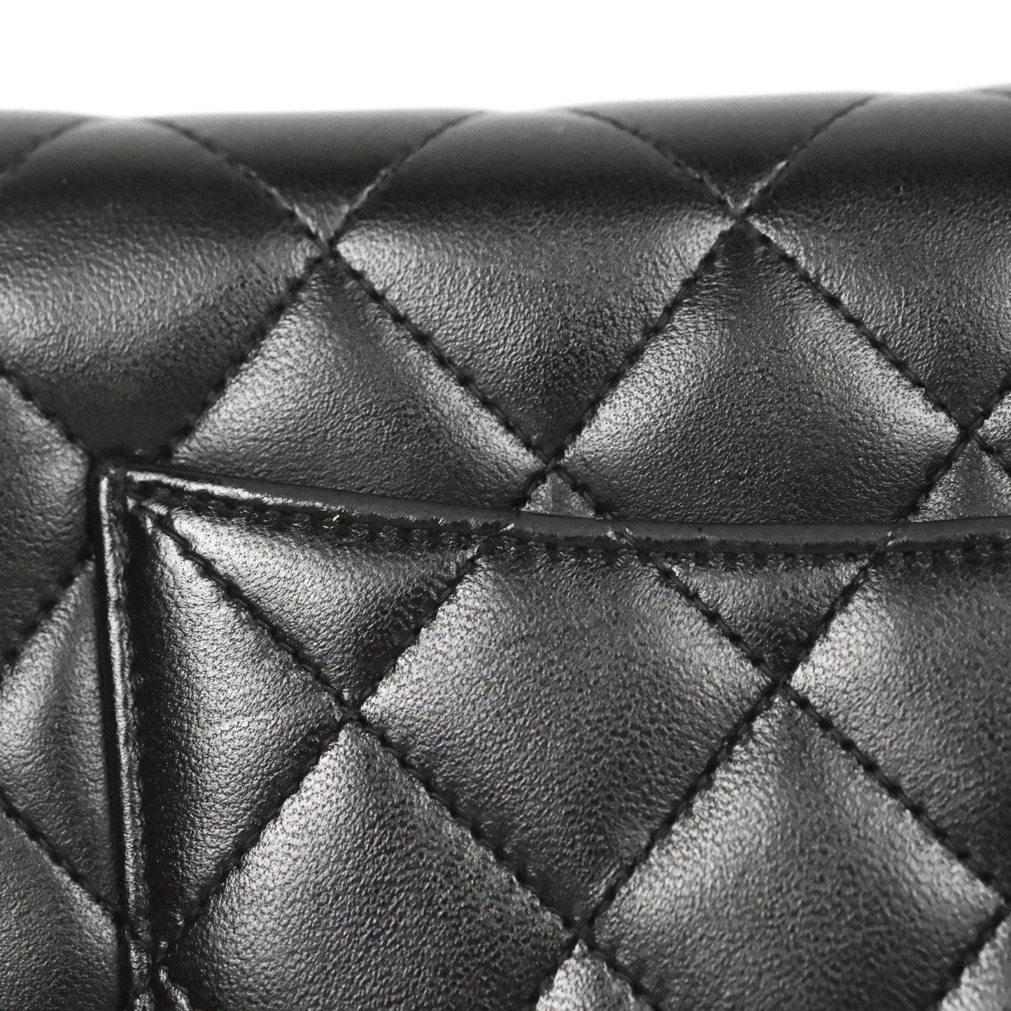 Chanel Quilted Classic Wallet on Chain WOC Black Lambskin Silver Hardware
