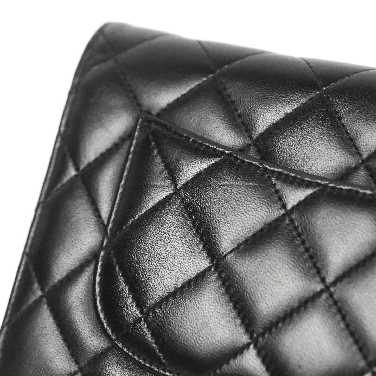 Chanel Quilted Classic Wallet on Chain WOC Black Lambskin Silver Hardware