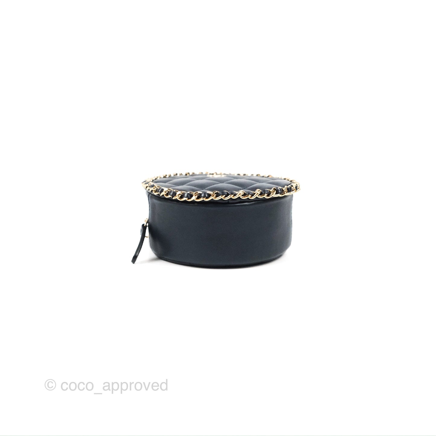 Chanel Quilted Chain Around Circle Bag Dark Navy Lambskin Gold Hardware