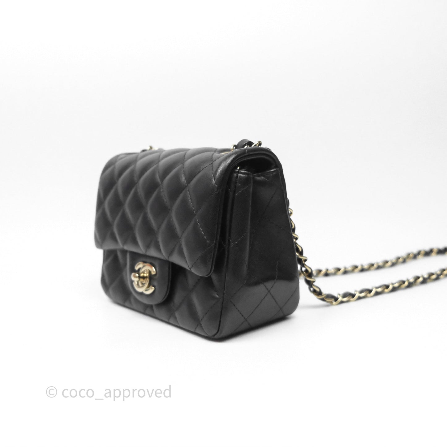 Chanel Mini Square Black Lambskin Gold Hardware