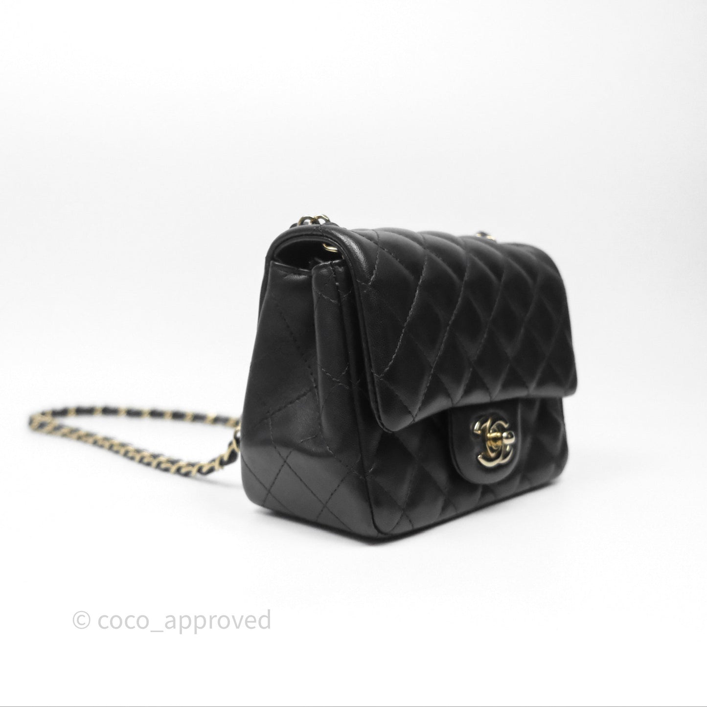 Chanel Mini Square Black Lambskin Gold Hardware