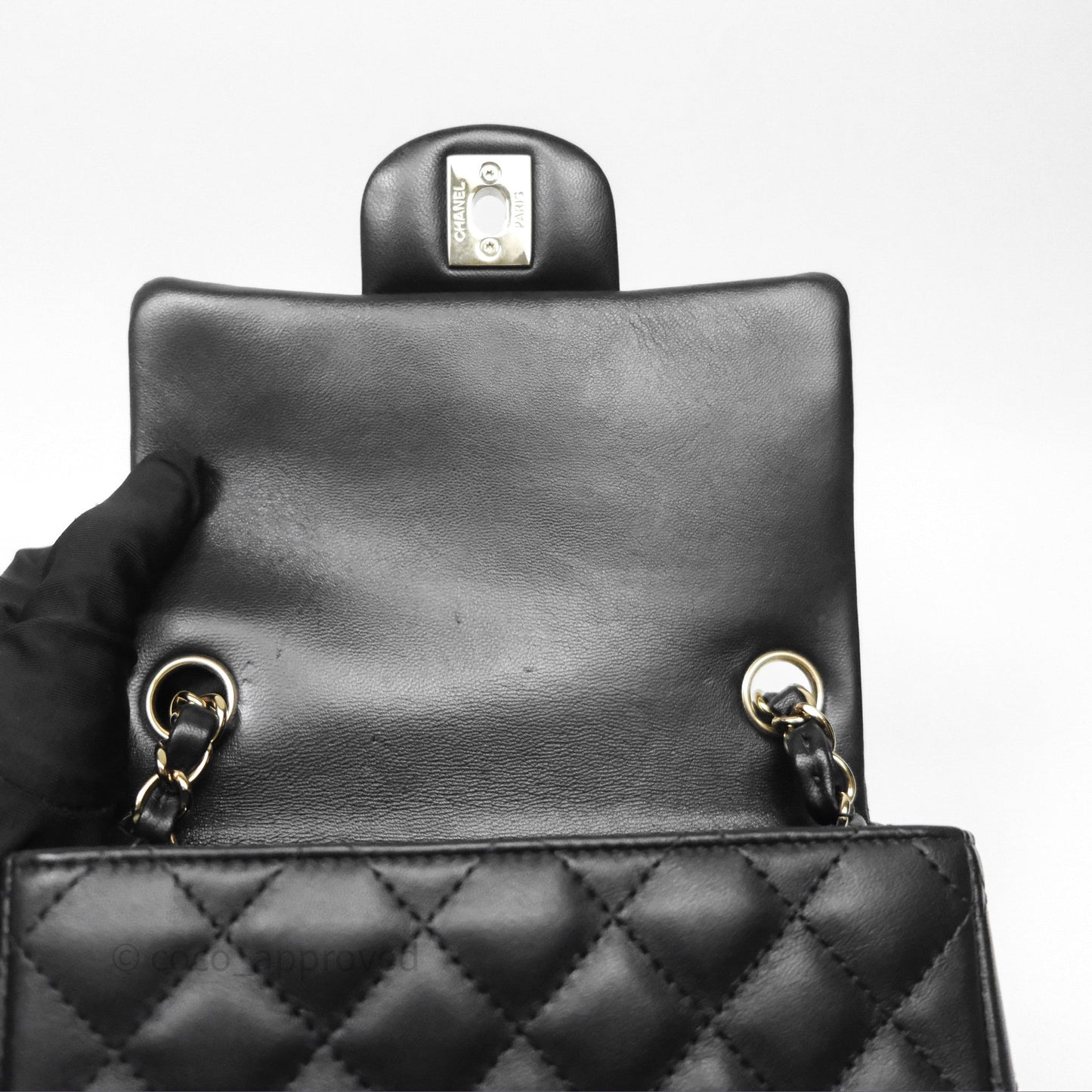 Chanel Mini Square Black Lambskin Gold Hardware