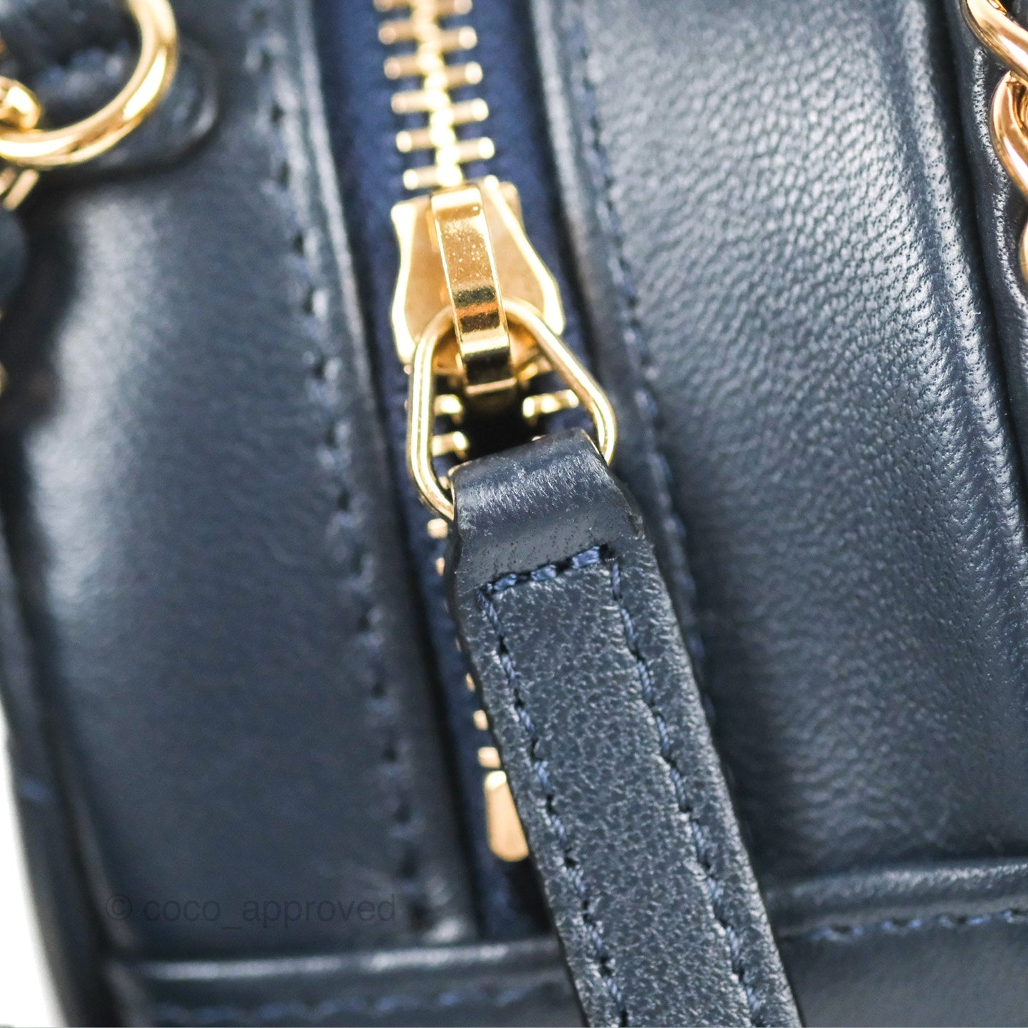 Chanel Quilted Chain Around Circle Bag Dark Navy Lambskin Gold Hardware