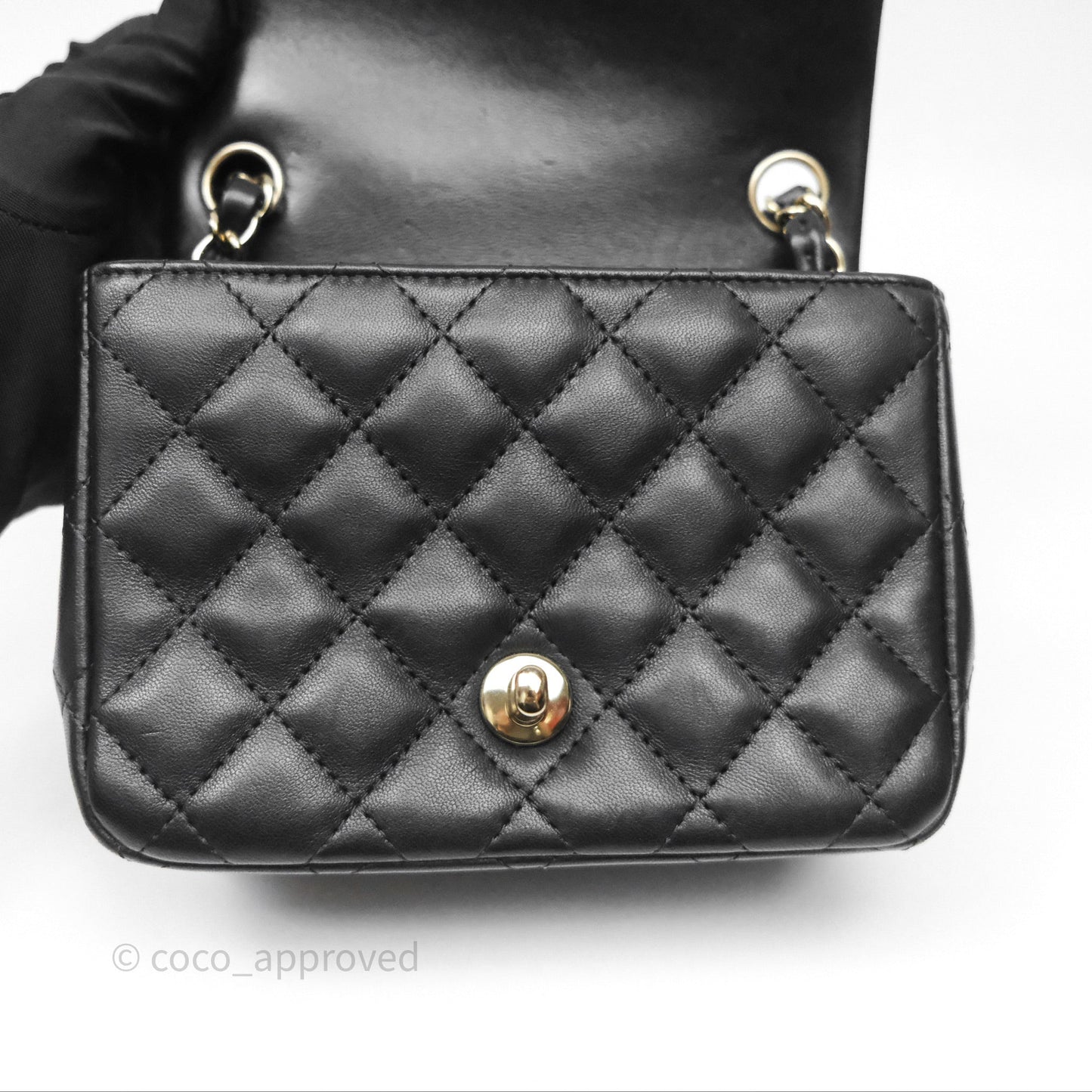 Chanel Mini Square Black Lambskin Gold Hardware