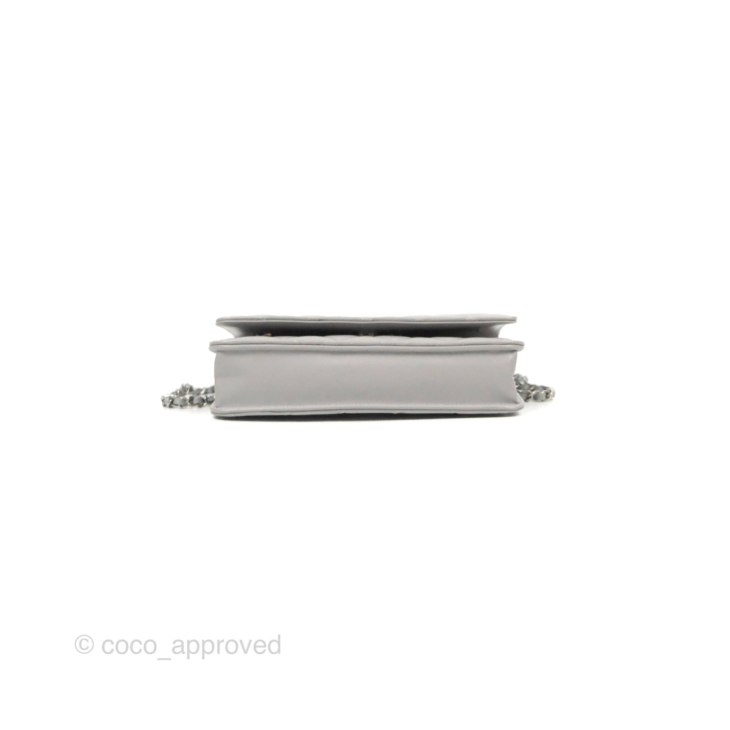 Chanel Quilted Classic Wallet on Chain WOC Grey Lambskin Silver Hardware