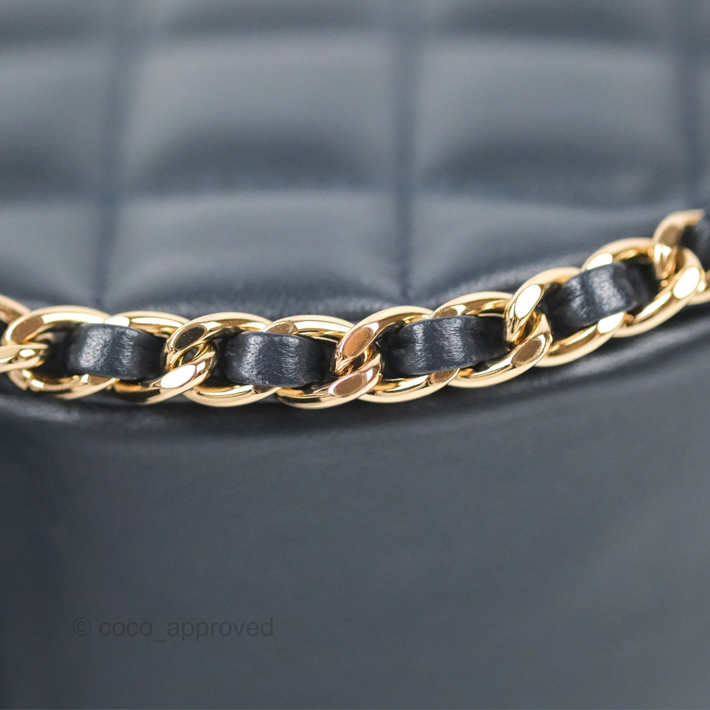 Chanel Quilted Chain Around Circle Bag Dark Navy Lambskin Gold Hardware