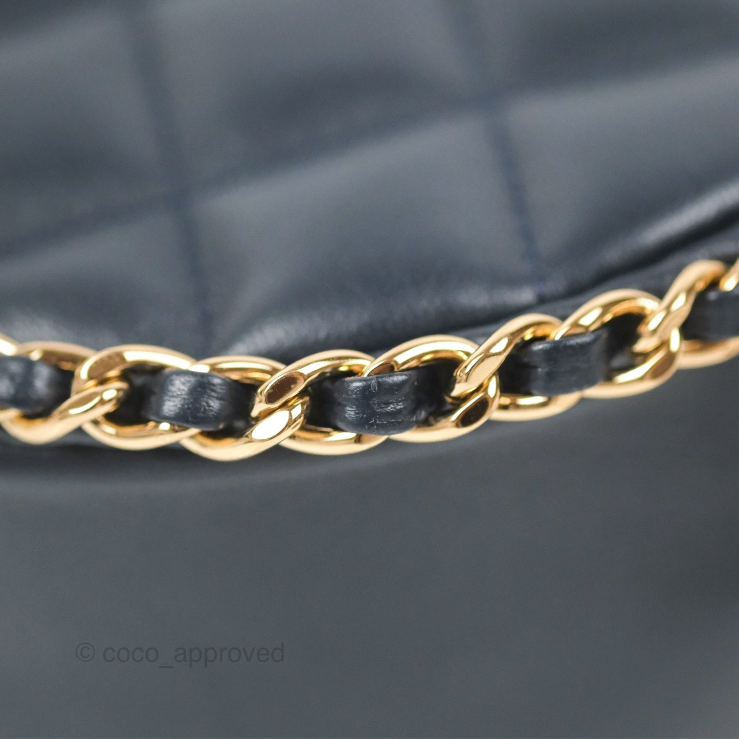 Chanel Quilted Chain Around Circle Bag Dark Navy Lambskin Gold Hardware