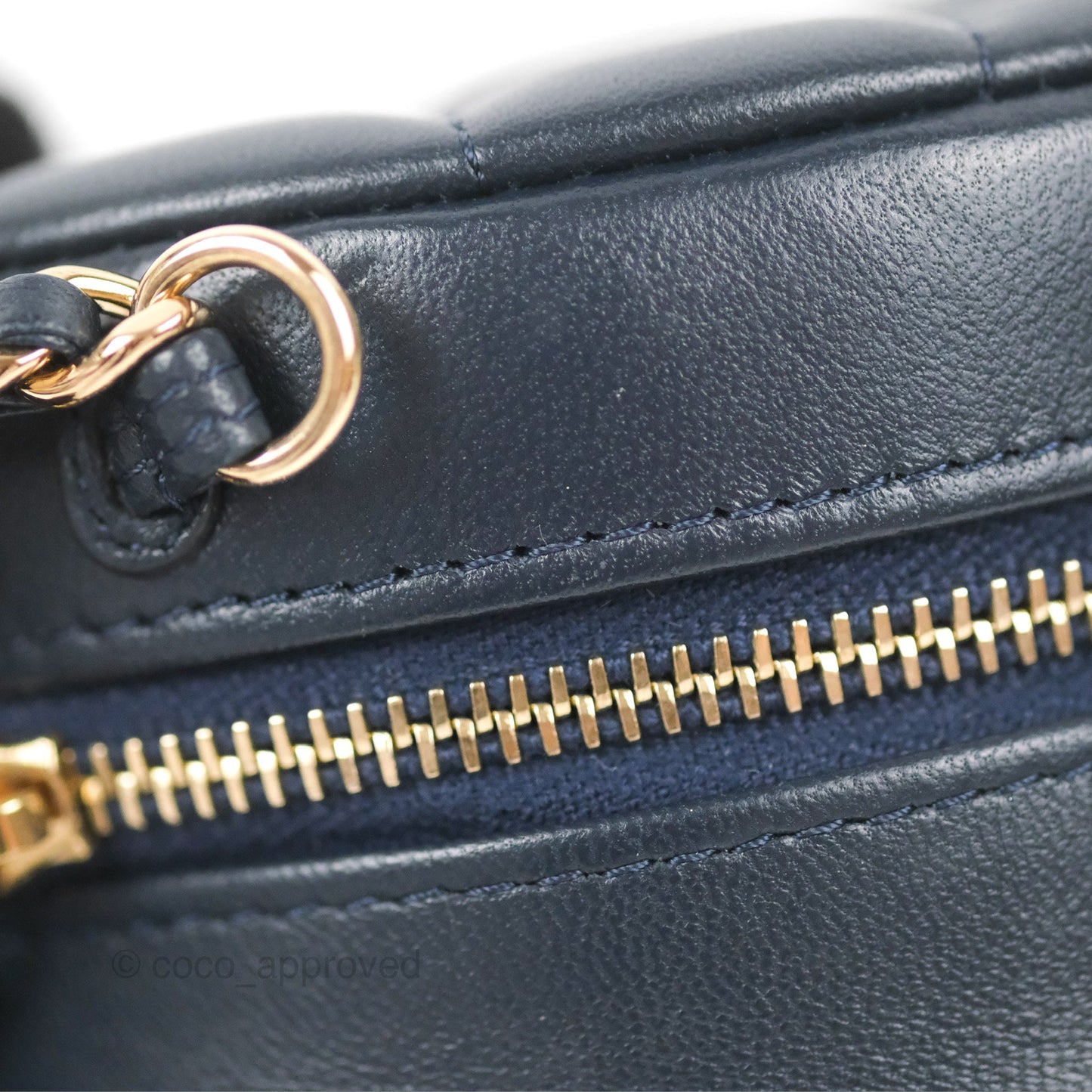 Chanel Quilted Chain Around Circle Bag Dark Navy Lambskin Gold Hardware