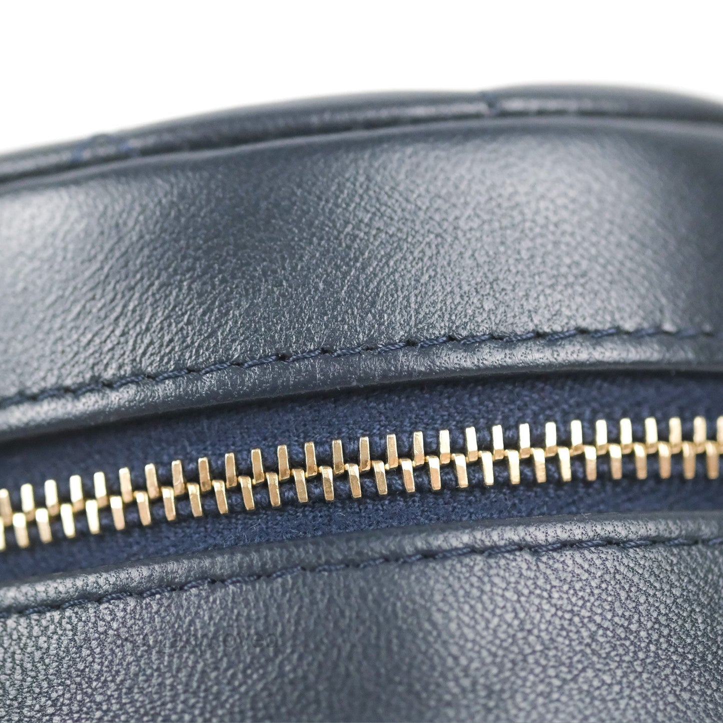 Chanel Quilted Chain Around Circle Bag Dark Navy Lambskin Gold Hardware