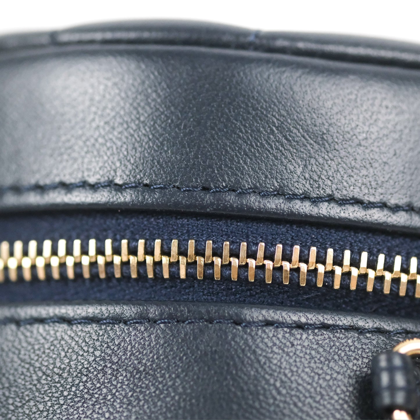 Chanel Quilted Chain Around Circle Bag Dark Navy Lambskin Gold Hardware