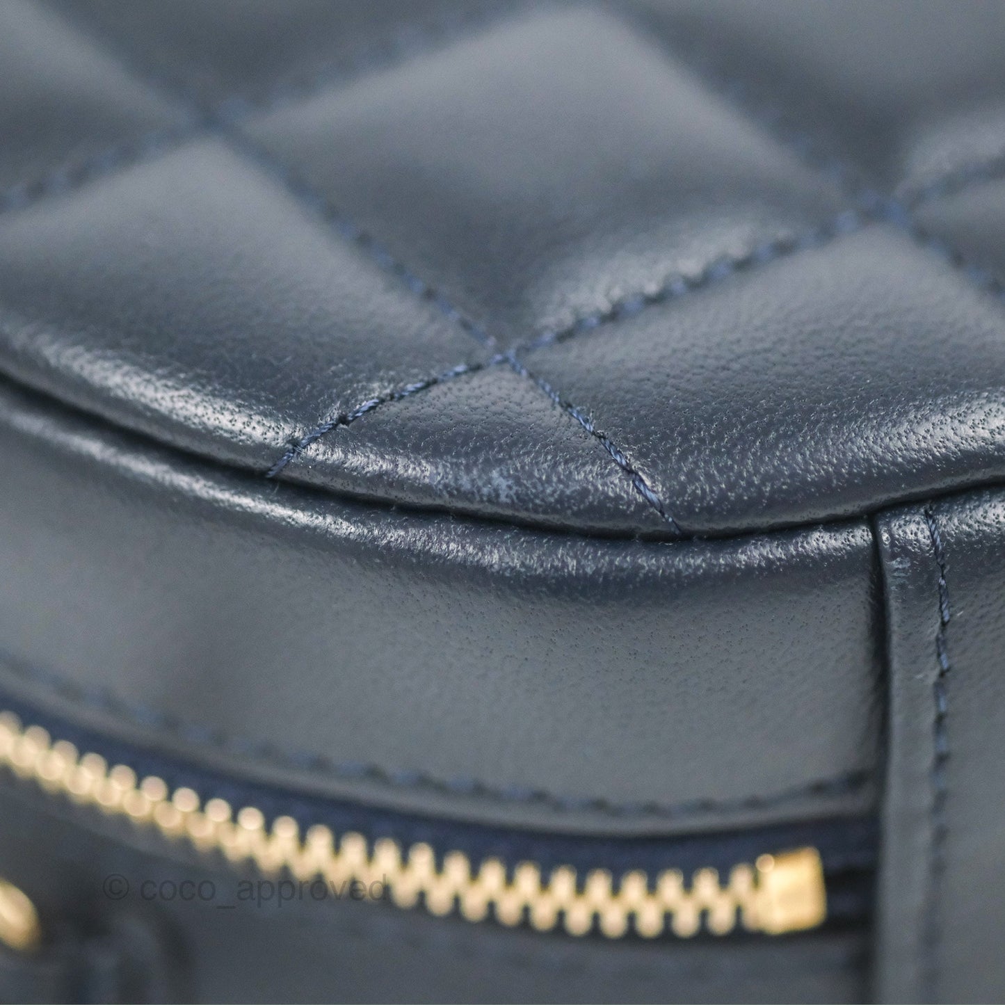 Chanel Quilted Chain Around Circle Bag Dark Navy Lambskin Gold Hardware
