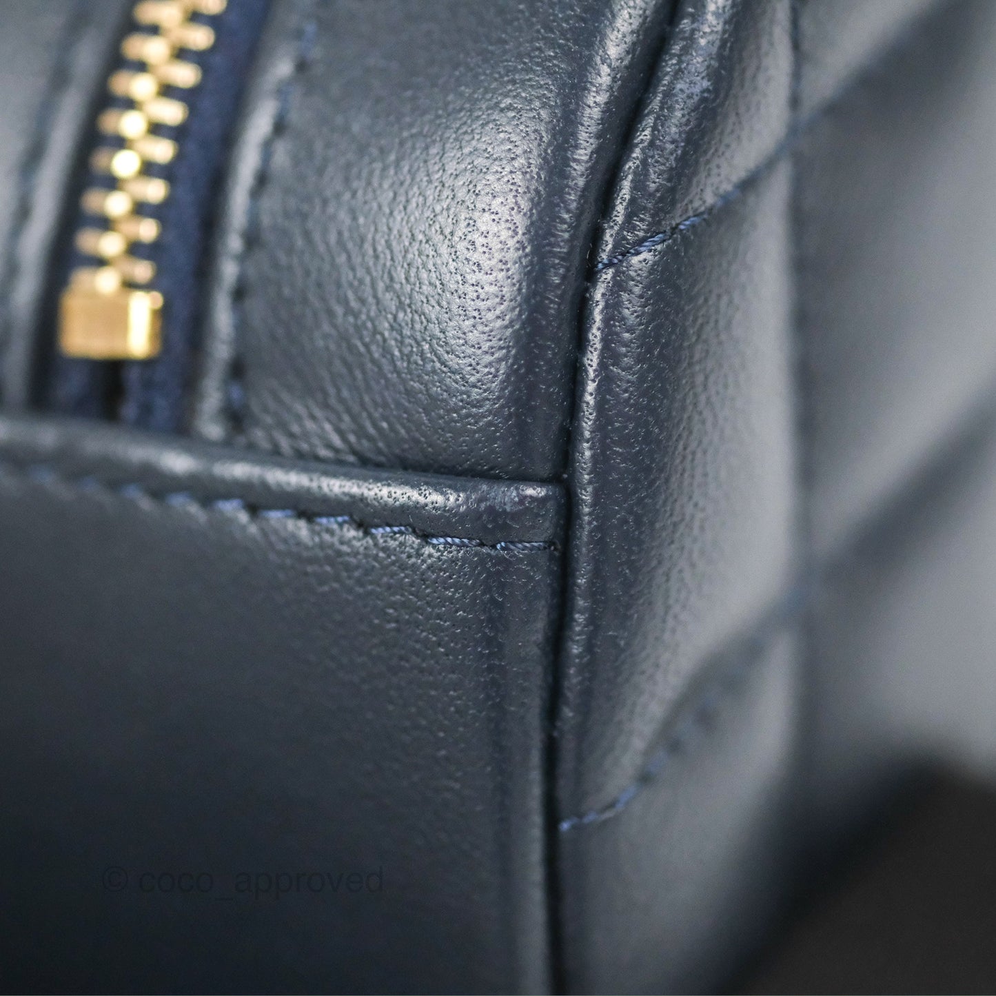 Chanel Quilted Chain Around Circle Bag Dark Navy Lambskin Gold Hardware