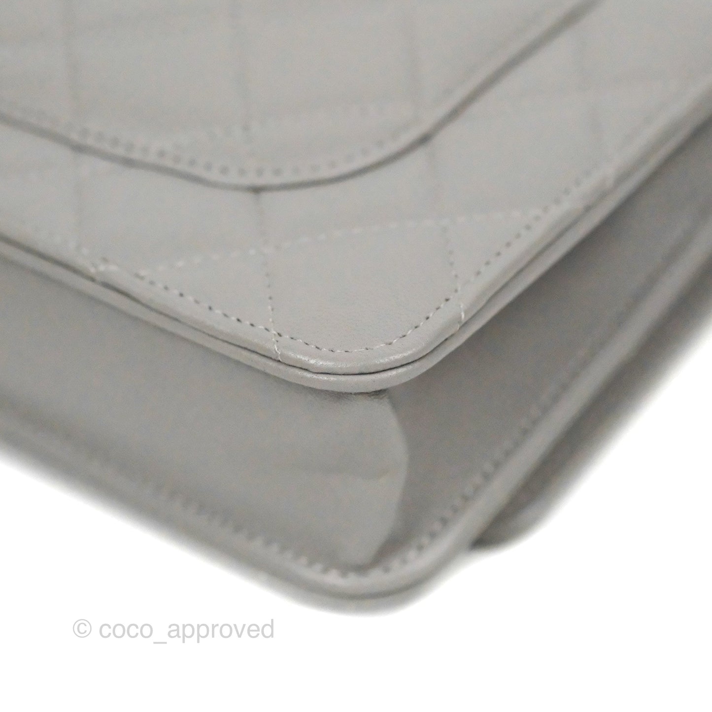 Chanel Quilted Classic Wallet on Chain WOC Grey Lambskin Silver Hardware