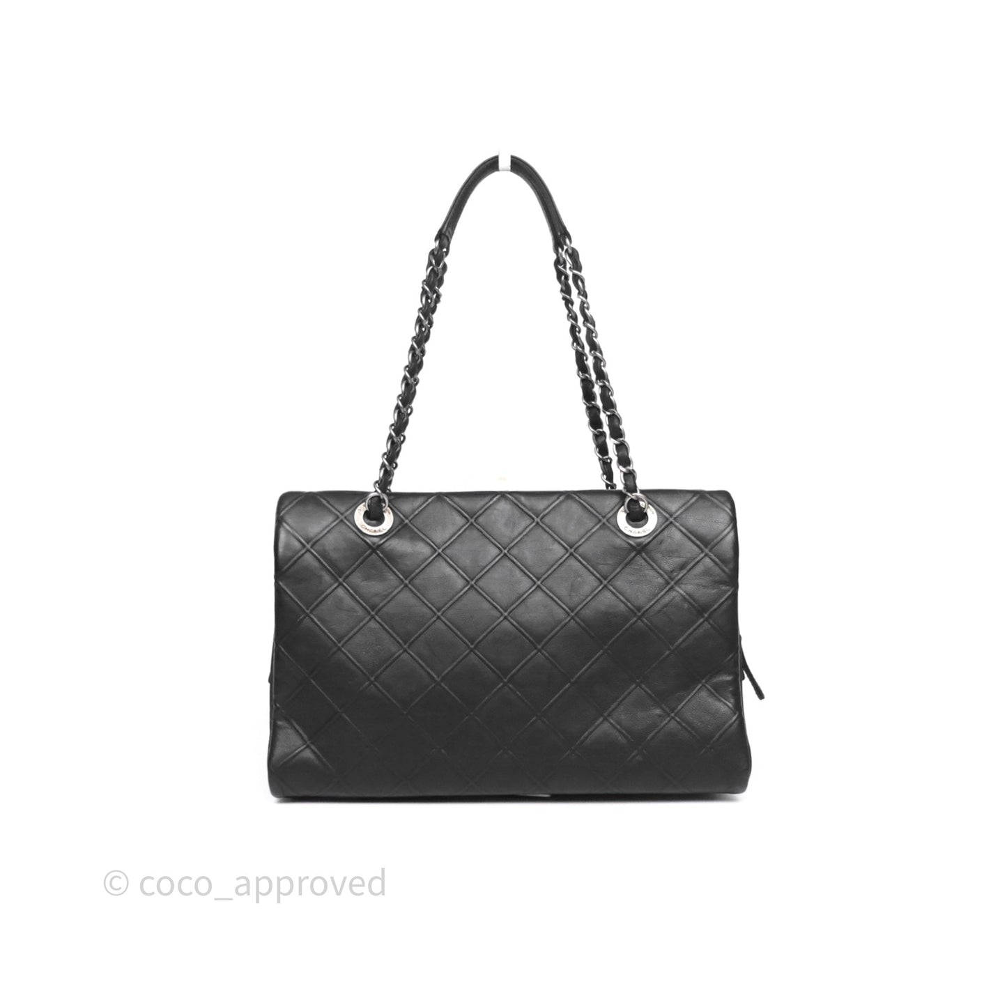 Chanel Small Chic Zip Shopping Tote Black Calfskin Ruthenium Hardware
