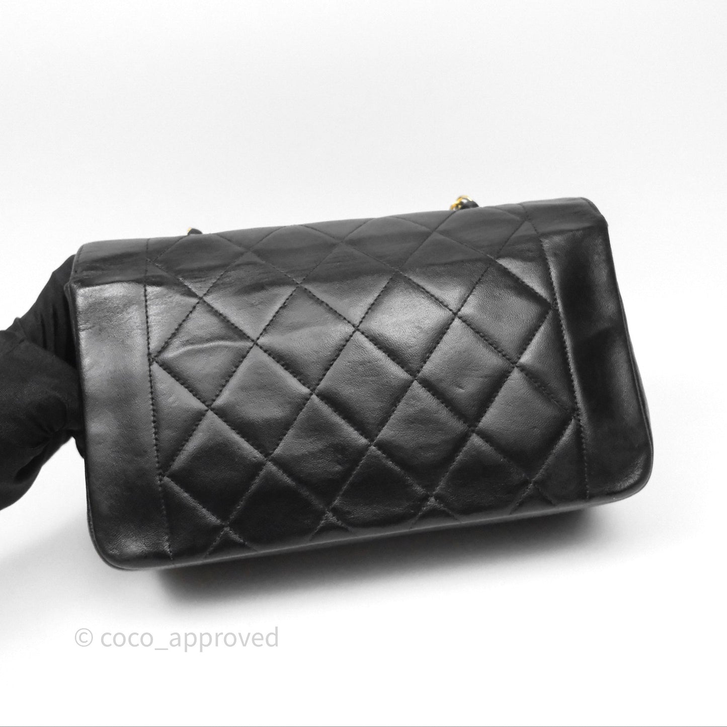 Chanel Vintage Small Diana Bag Quilted Black Lambskin 24K Gold Hardware