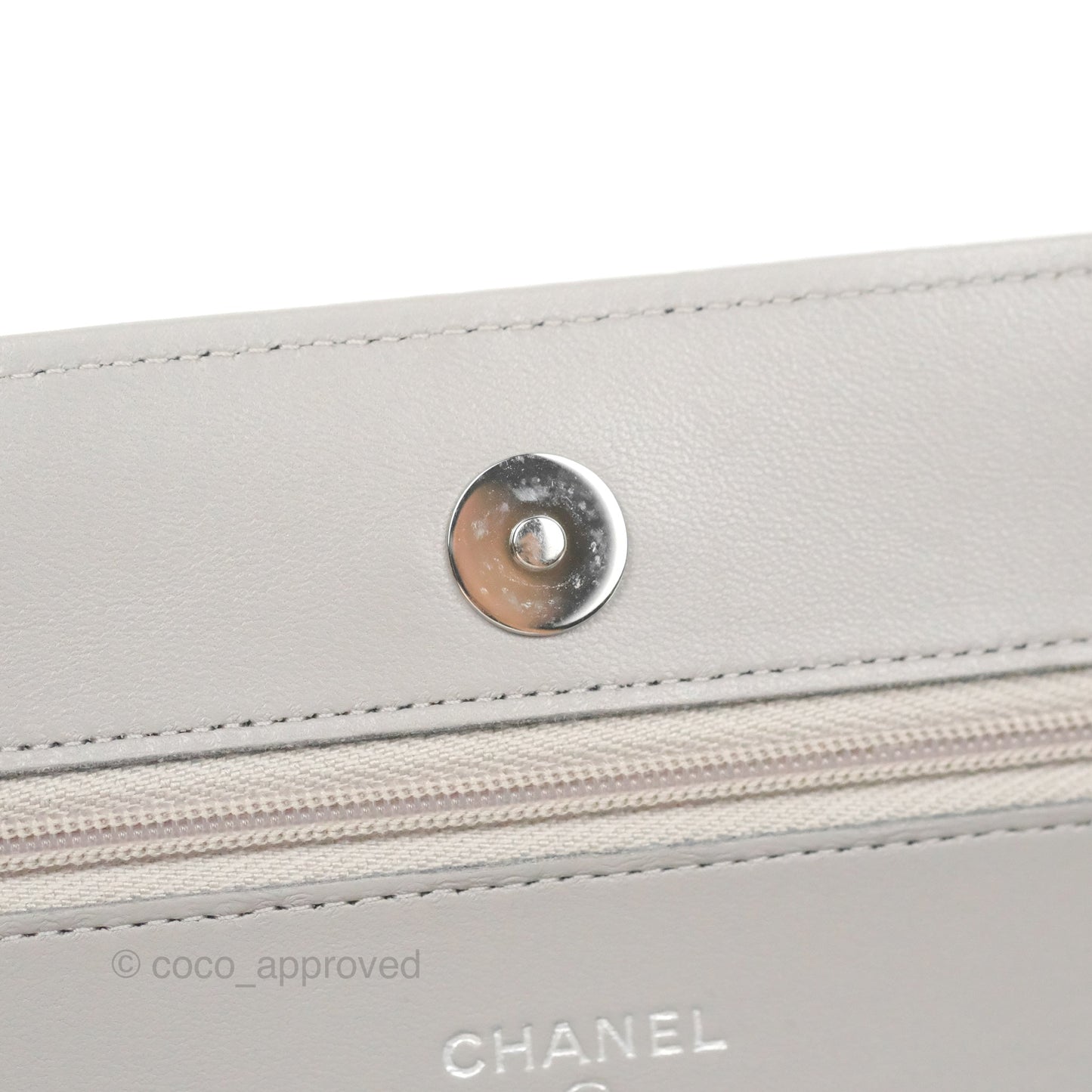 Chanel Quilted Classic Wallet on Chain WOC Grey Lambskin Silver Hardware