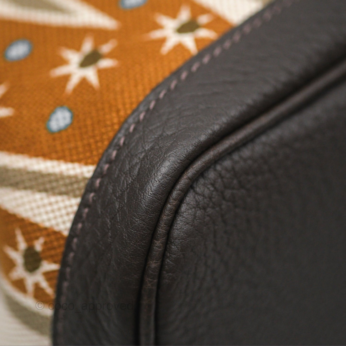 Hermès Garden Party 36 Printed H Plume Canvas/ Negonda Caramel 28/ Ecru-beige 14/ Ebene 46