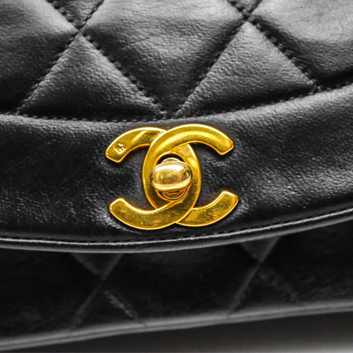 Chanel Vintage Small Diana Bag Quilted Black Lambskin 24K Gold Hardware