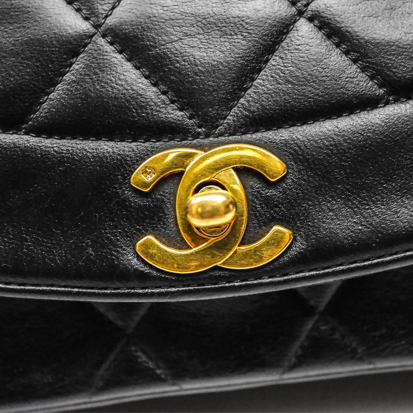 Chanel Vintage Small Diana Bag Quilted Black Lambskin 24K Gold Hardware
