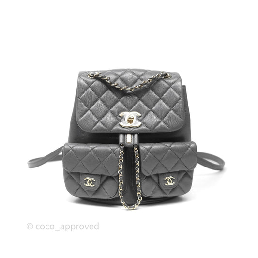 Chanel Duma Backpack Medium Grey Caviar Gold Hardware