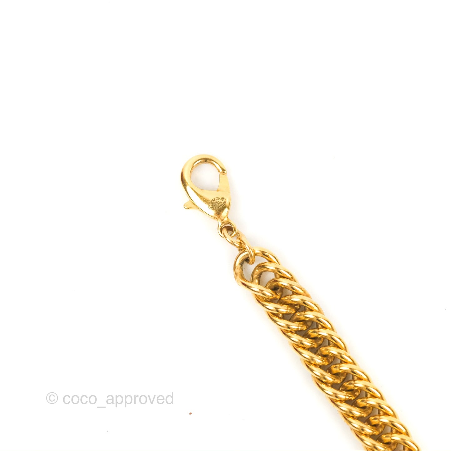 Chanel Gold Metal and Pink Gripoix Dog Tag ID Necklace