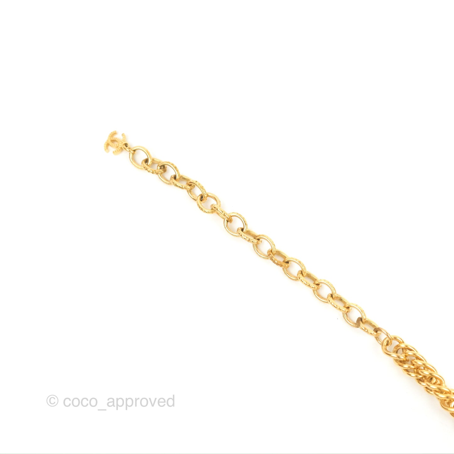 Chanel Gold Metal and Pink Gripoix Dog Tag ID Necklace