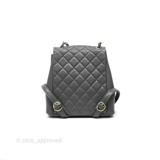 Chanel Duma Backpack Medium Grey Caviar Gold Hardware