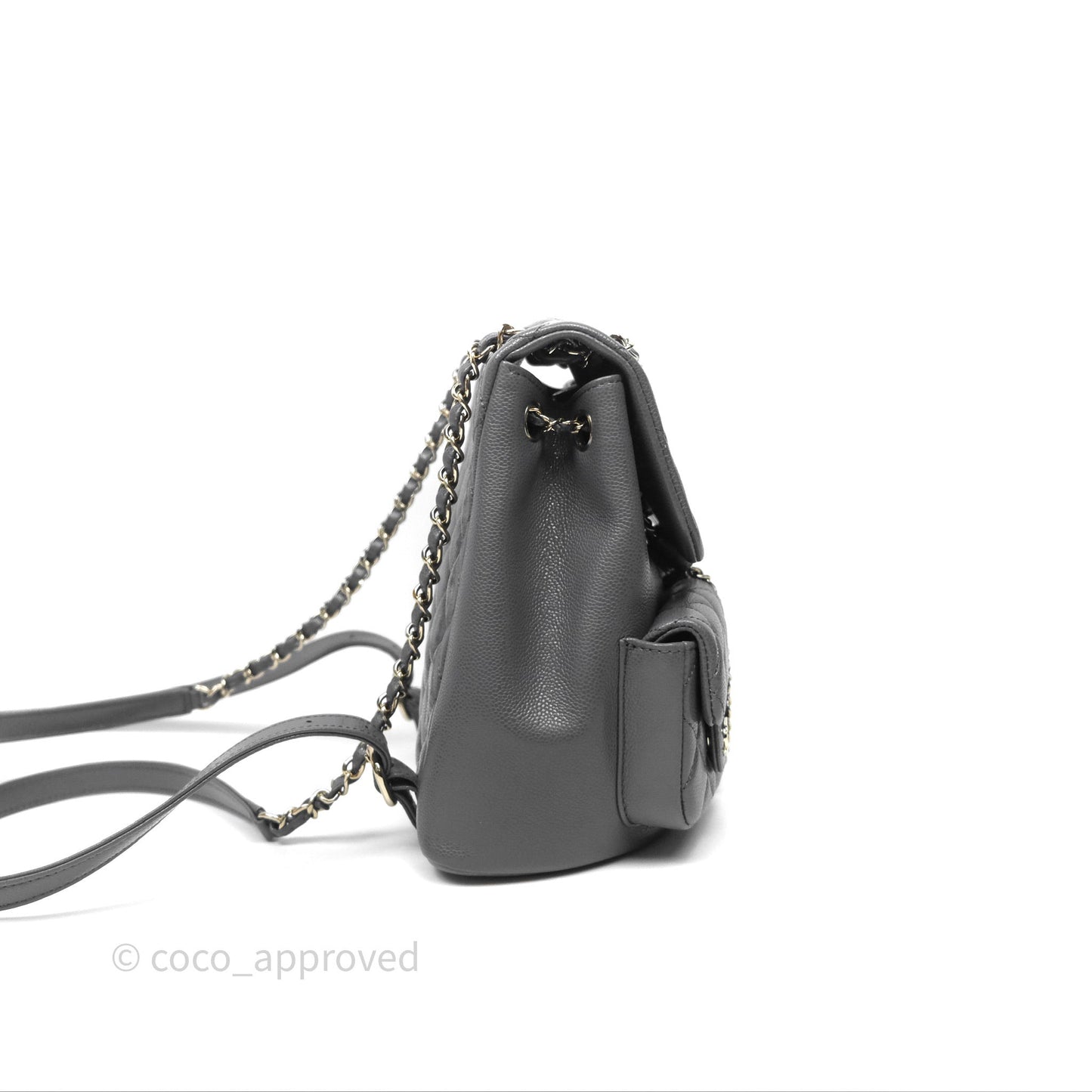 Chanel Duma Backpack Medium Grey Caviar Gold Hardware
