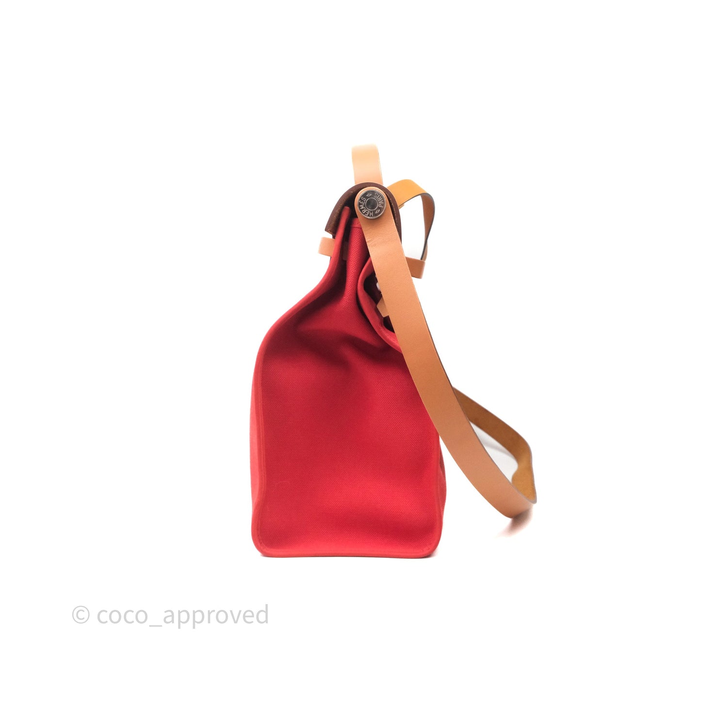 Hermès Herbag Zip 39 Red/Natural Canvas Palladium Hardware
