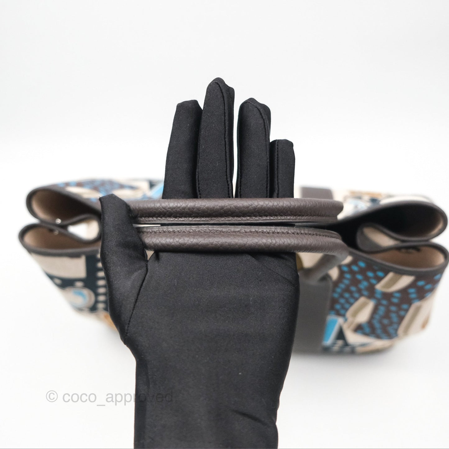 Hermès Garden Party 36 Printed H Plume Canvas/ Negonda Caramel 28/ Ecru-beige 14/ Ebene 46