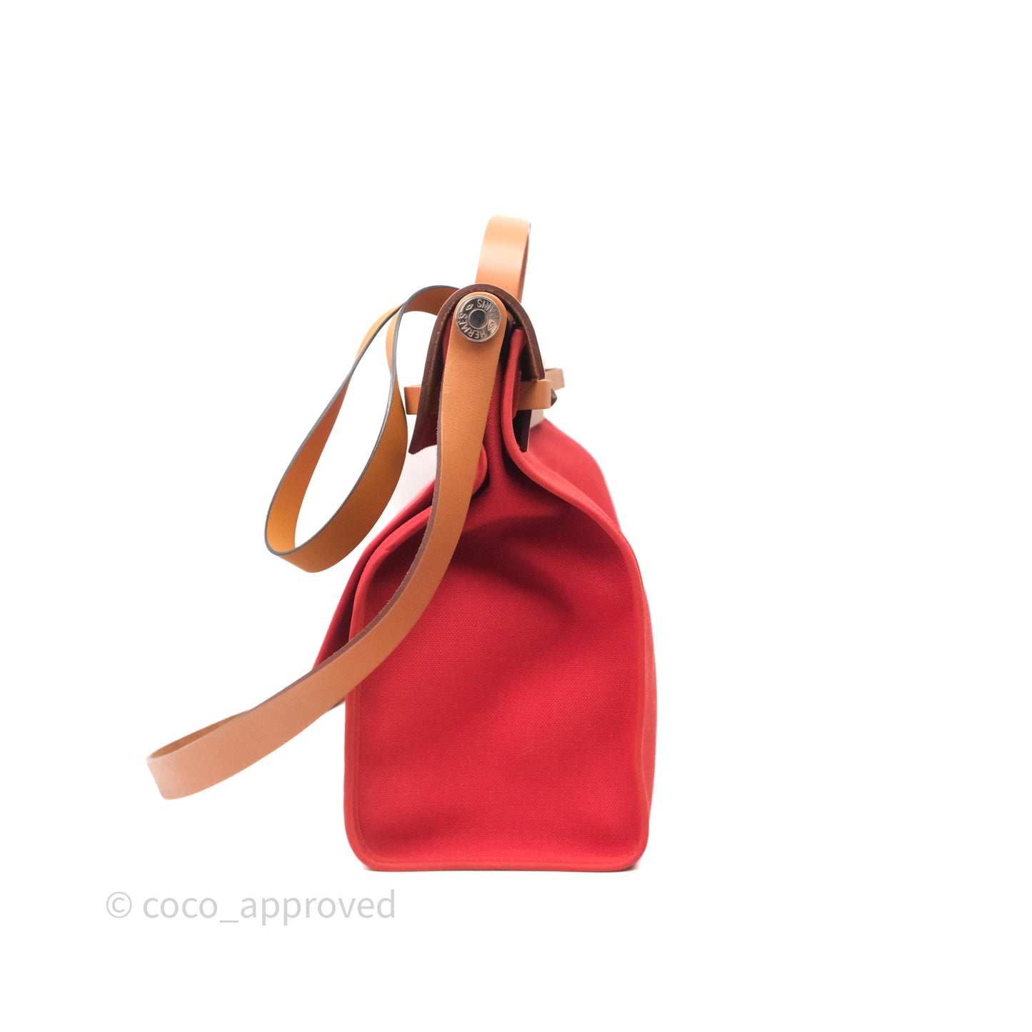 Hermès Herbag Zip 39 Red/Natural Canvas Palladium Hardware