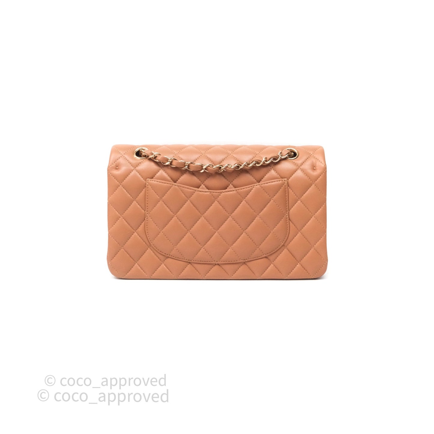 Chanel Classic M/L Medium Flap Quilted Dark Beige Caramel Lambskin Gold Hardware