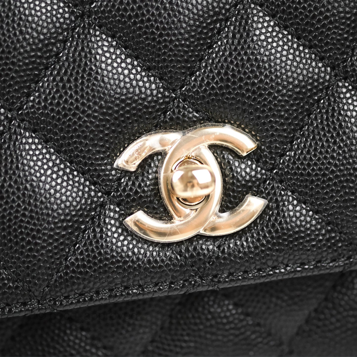 Chanel Small Coco Handle Black Caviar Gold Hardware