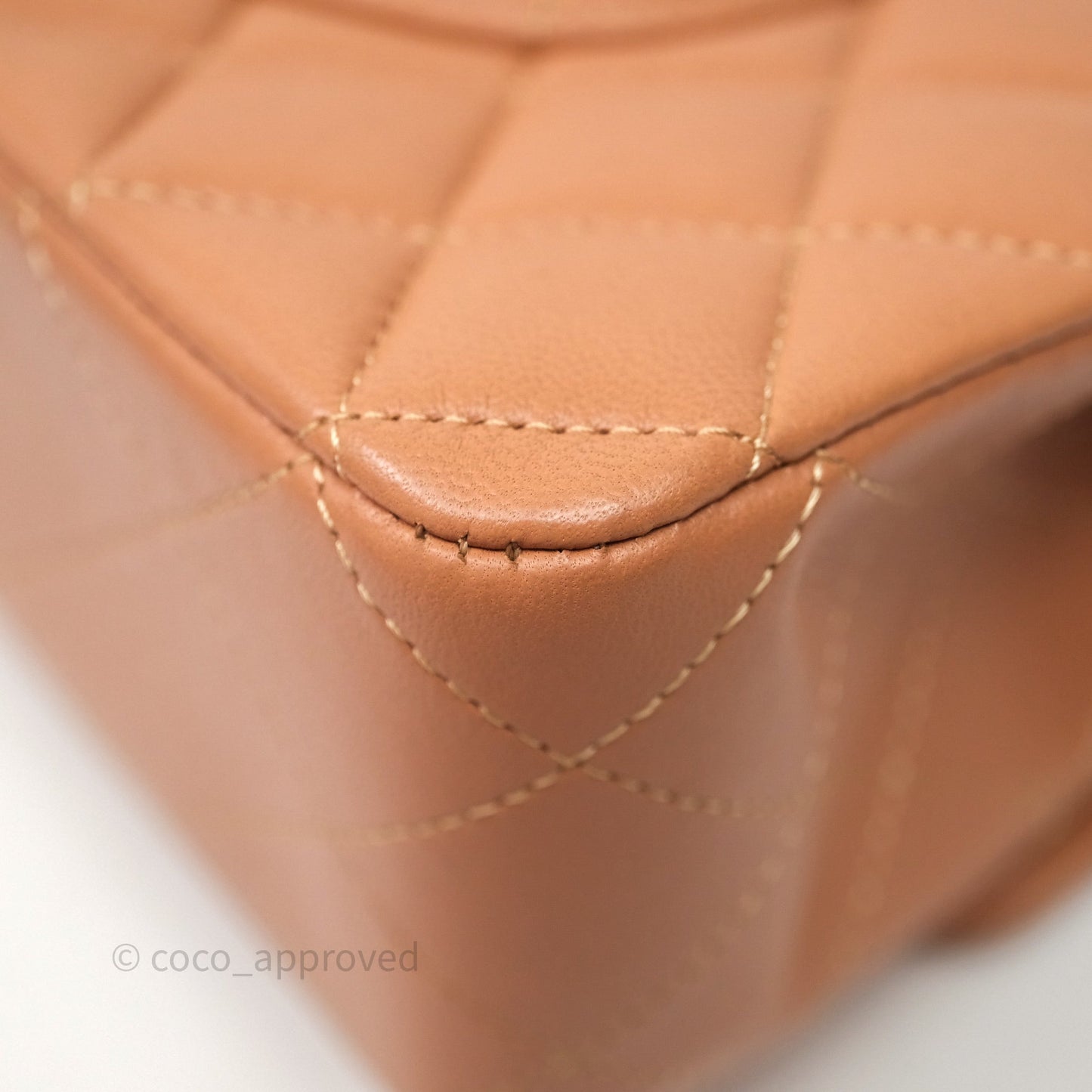 Chanel Classic M/L Medium Flap Quilted Dark Beige Caramel Lambskin Gold Hardware