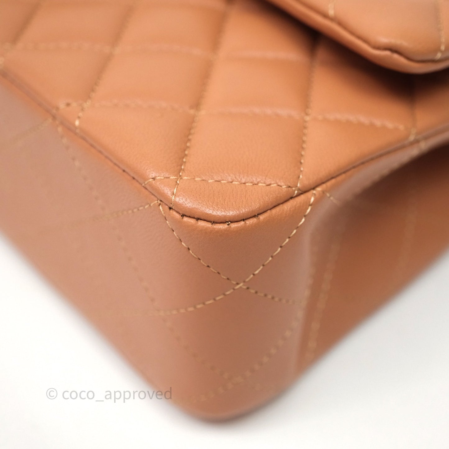 Chanel Classic M/L Medium Flap Quilted Dark Beige Caramel Lambskin Gold Hardware