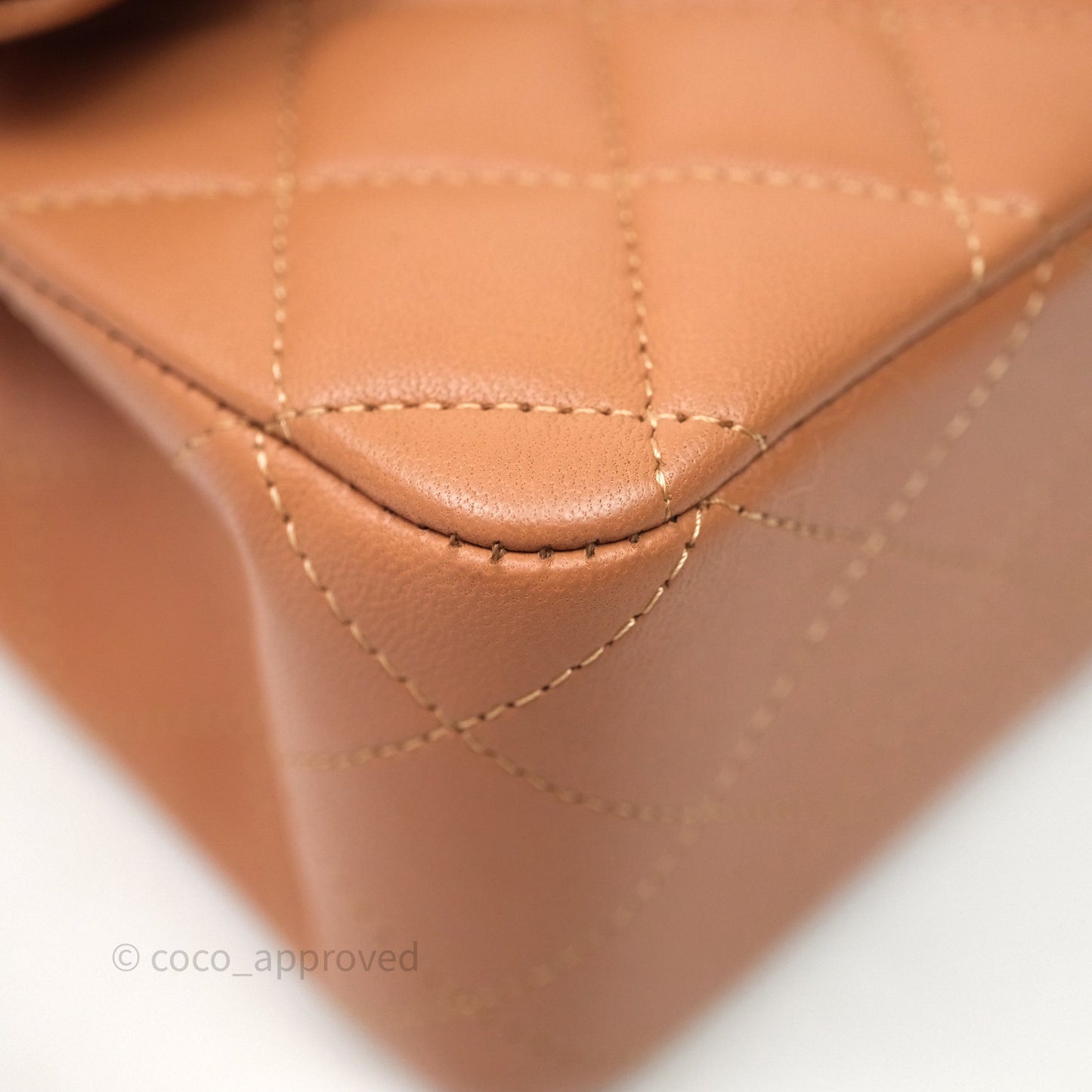 Chanel Classic M/L Medium Flap Quilted Dark Beige Caramel Lambskin Gold Hardware
