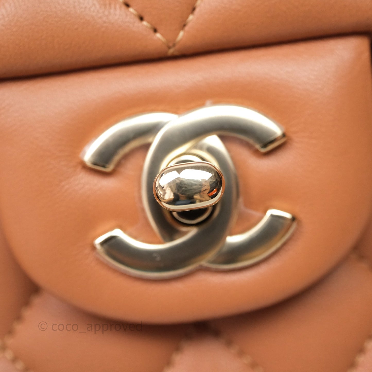 Chanel Classic M/L Medium Flap Quilted Dark Beige Caramel Lambskin Gold Hardware