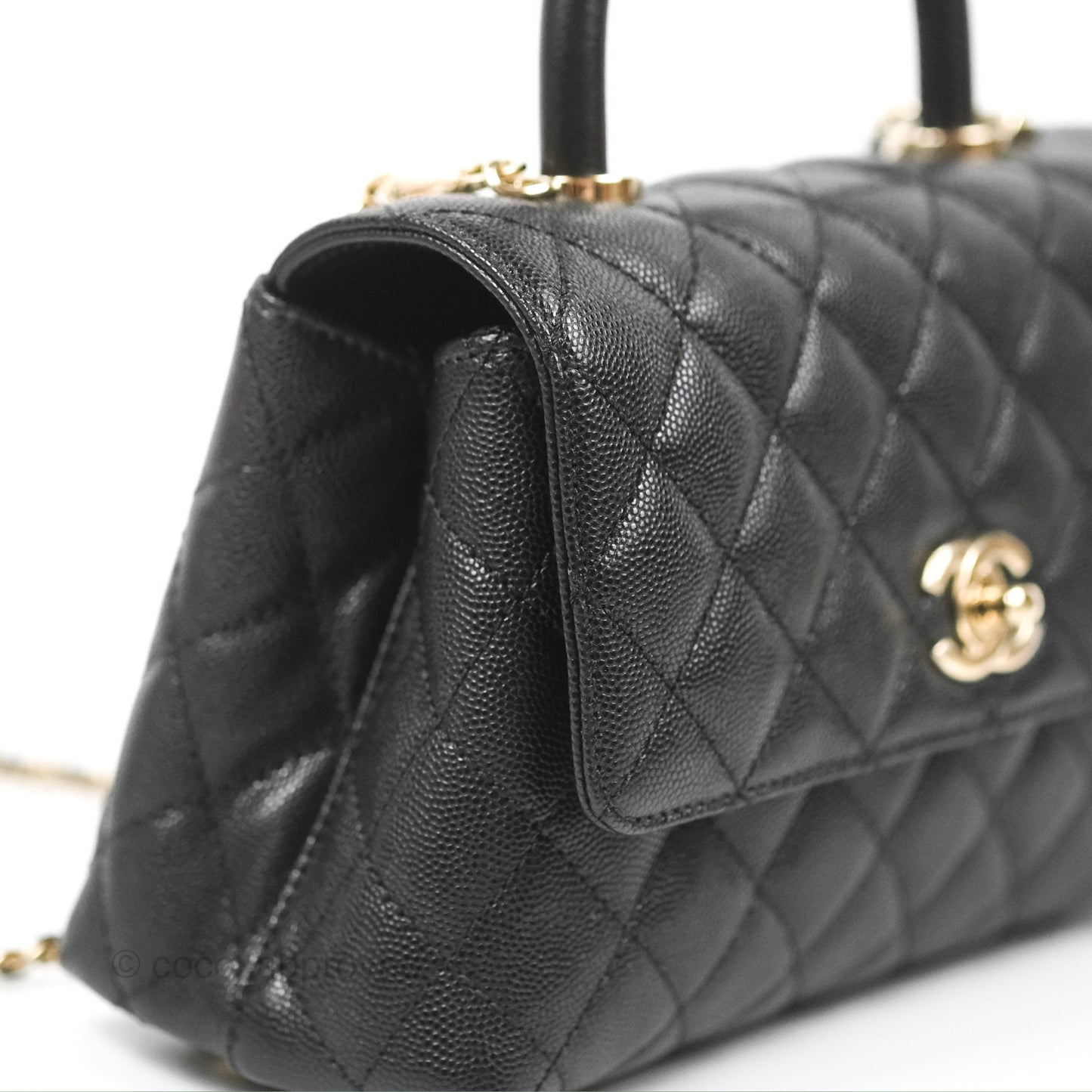 Chanel Small Coco Handle Black Caviar Gold Hardware