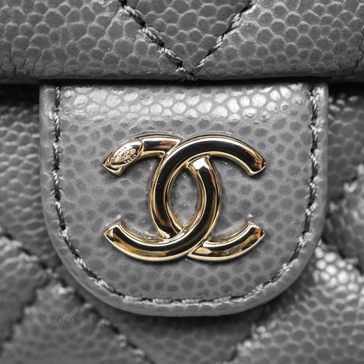 Chanel Duma Backpack Medium Grey Caviar Gold Hardware